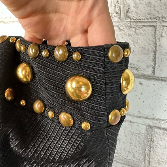 Badgley Mischka Mark & James Dress Strapless Mini Stud Bead Strapless Black Gold - Picture 10 of 13